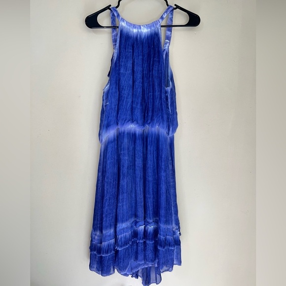 Free People Aphrodite Ruffle Dress Tie Dye Flared Long Asymmetrical Gauze Large - Picture 4 of 4